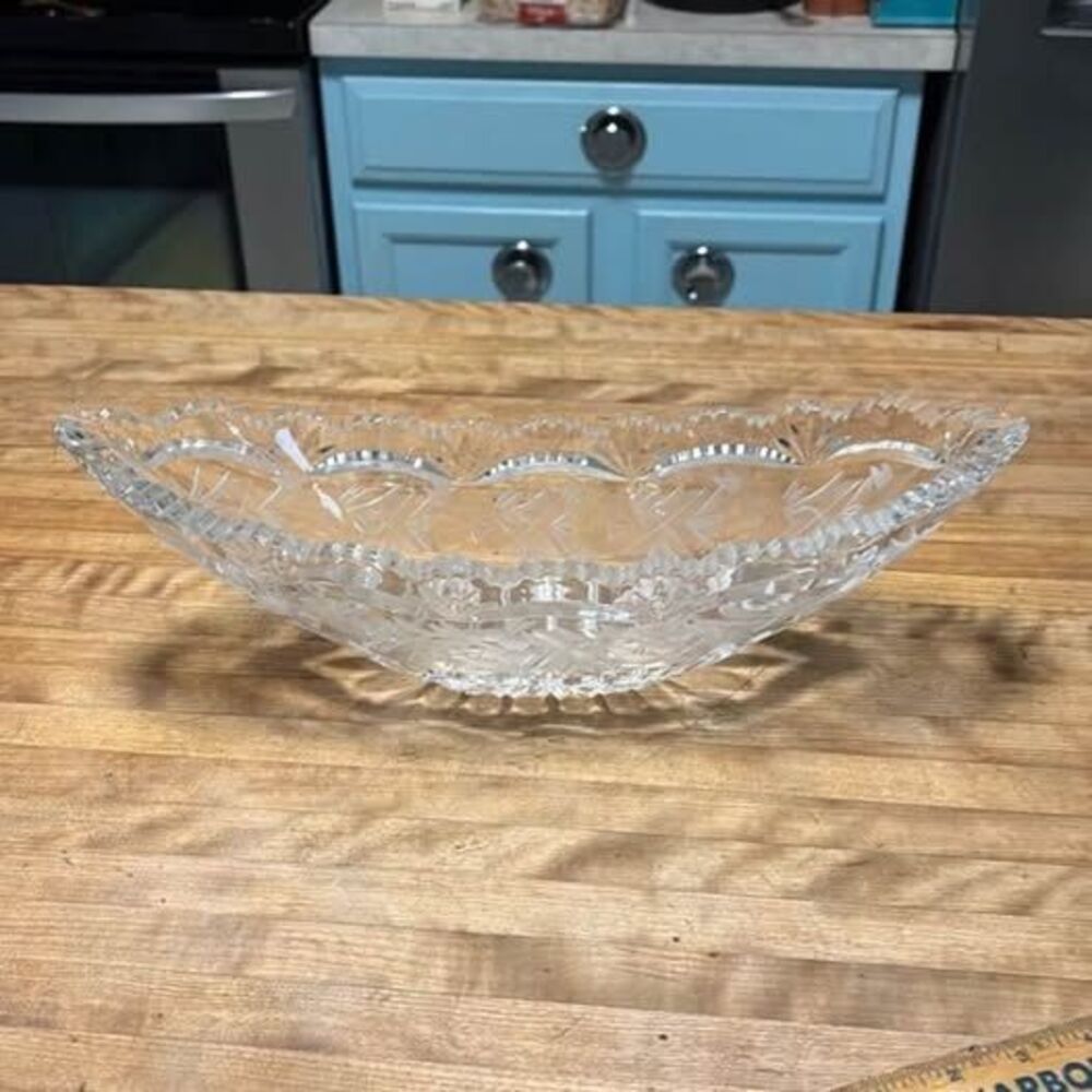 Vintage Cut Crystal Oval Boat celery Bowl